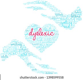 Dyslexic word cloud on a white background. 