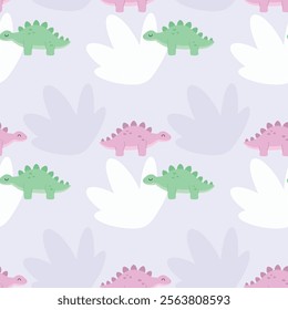 Dysosaurus pattern with Stegosaurus in green and pink colors