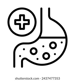 Dyspepsia icon. Outline style. Vector. Isolate on white background.