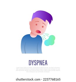 Dyspnea, asthma, coughing flat gradient icon. Difficulty to breath. Vector illustation. 