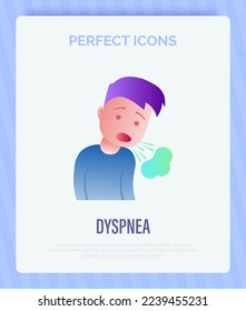 Dyspnea, asthma, coughing flat gradient icon. Difficulty to breath. Vector illustation. 