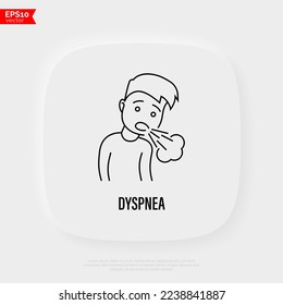 Dyspnea, asthma, coughing thin line icon. Difficulty to breath. Vector illustation. 