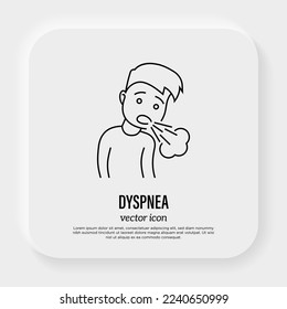 Dyspnea, asthma, coughing thin line icon. Difficulty to breath. Vector illustation. 