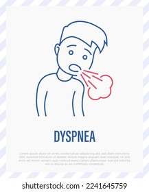 Dyspnea, asthma, coughing thin line icon. Difficulty to breath. Vector illustation. 