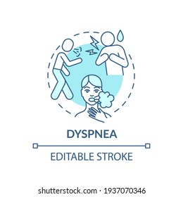Dyspnea concept icon. Shortage of breath idea thin line illustration. Chest tightness. Effects of illness. Cough and covid-19. Vector isolated outline RGB color drawing. Editable stroke