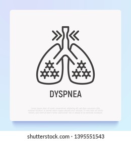 Dyspnea thin line icon. Modern vector illustration of shortness breathing in lungs.