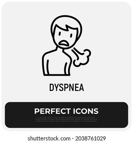 Dyspnea thin line icon. Short breathing. Asthma symptom. Modern vector illustration.