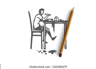 Dyspraxia, disorder, health, mental, child concept. Hand drawn boy with disease concept sketch. Isolated vector illustration.