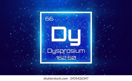 Dysprosium. Periodic Table Element with Symbol Dy. Chemical Element Card with Number and Atomic Weight. Design for Education, Lab, Science Class. Vector Illustration.