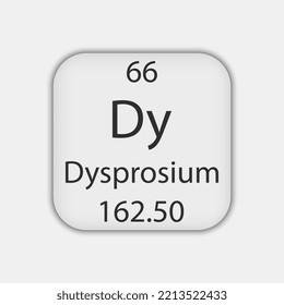 Dysprosium symbol. Chemical element of the periodic table. Vector illustration.