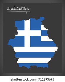 Dytiki Makedonia map of Greece with Greek national flag illustration