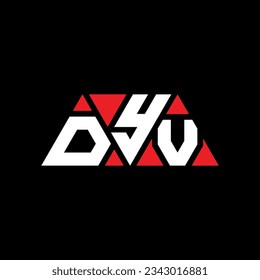 DYV triangle letter logo design with triangle shape. DYV triangle logo design monogram. DYV triangle vector logo template with red color. DYV triangular logo Simple, Elegant, and Luxurious design.