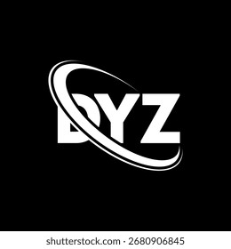 Logo de DYZ. Letra DYZ. Diseño del logotipo de la letra DYZ. Logotipo de DYZ con el círculo y el logotipo del monograma en mayúsculas. Tipografía DYZ para tecnología, negocio y marca inmobiliaria.