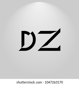 DZ Abstract Black Letters with white and gray background in highlight