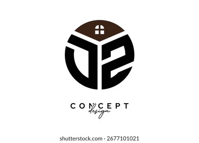 DZ Criativa Imobiliária Monograma Logo Conceito Design em forma de círculo