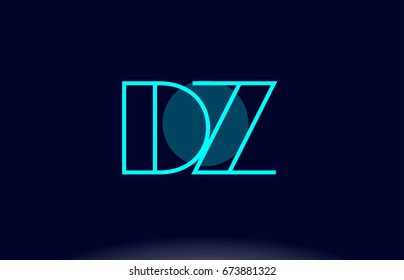 dz d z blue line circle letter logo alphabet creative company vector icon design template