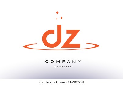 DZ D Z creative orange swoosh dots alphabet company letter logo design vector icon template