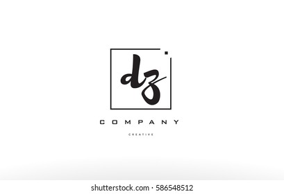 dz d z hand writing written black white alphabet company letter logo square background small lowercase design creative vector icon template 