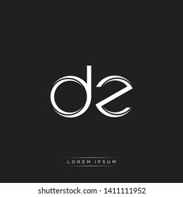 dz d z logo Initial Letter Split Lowercase Monogram Logo White on Black 