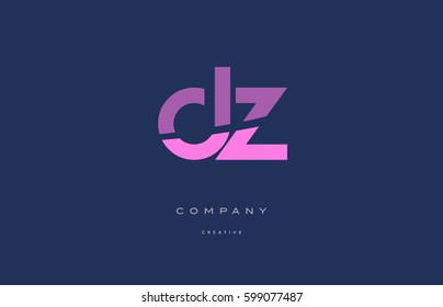 dz d z  pink blue pastel modern abstract alphabet company logo design vector icon template 