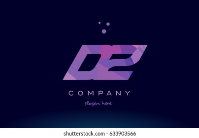 dz d z polygon polygonal letter alphabet text pink purple dots creative company logo vector icon design template