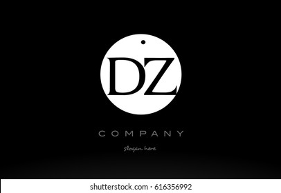 DZ D Z simple black white circle background alphabet company logo design vector icon template
