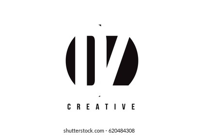 DZ D Z White Letter Logo Design with Circle Background Vector Illustration Template.