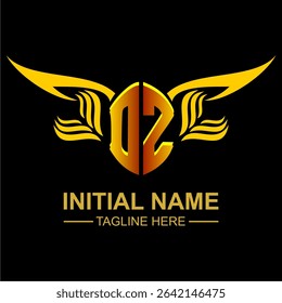 DZ Golden Wing Emblem Logo with elegant gold wings, sleek and modern design. Ideal for branding, creative projects, luxury businesses, or artistic ventures.