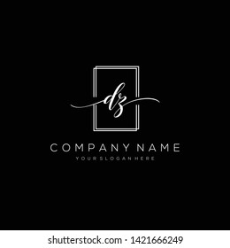 DZ handwriting initial logo template vector.
