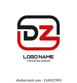 DZ initial box letter logo template vector