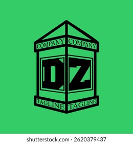 DZ Initial Explore this unique collection of alphabet house logos,featuring stylish letter combinations inside a geometric house outline. Perfect for branding, real estate businesses, graphic design