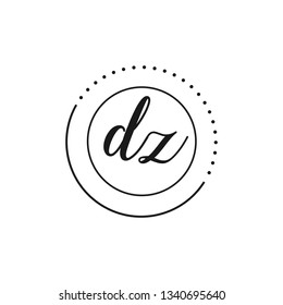 DZ  Initial Handwriting logo template vector