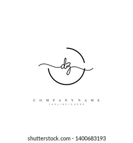 DZ initial handwriting logo template vector