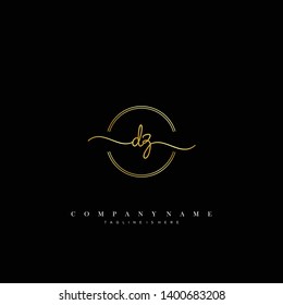 DZ initial handwriting logo template vector