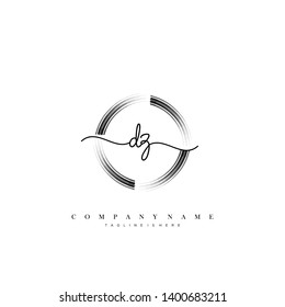 DZ initial handwriting logo template vector