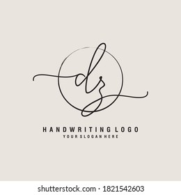 DZ Vector de plantilla de logotipo de escritura a mano inicial