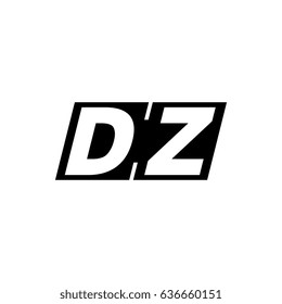 DZ initial letter logo square black