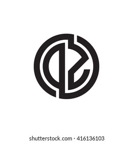 DZ initial letters linked circle monogram logo
