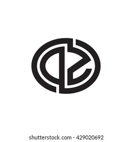 DZ initial letters looping linked ellipse monogram logo