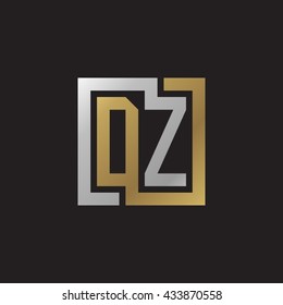 DZ initial letters looping linked square elegant logo golden silver black background
