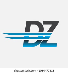 DZ initial logo company name colored black and blue, Simple and Modern Logo Design.
