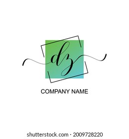 DZ Initial logo handwriting typographic template