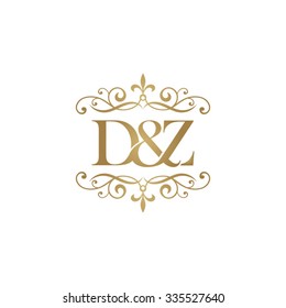 D&Z Initial logo. Ornament ampersand monogram golden logo