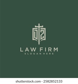 DZ initial monogram for law firm with sword and shield logo image