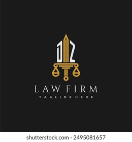 DZ initial monogram for lawfirm logo with sword and scale