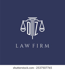 DZ initial monogram for lawfirm logo with scales vector image