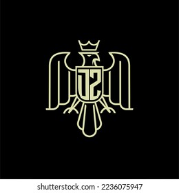 DZ initial monogram logo for eagle  crown image vector design