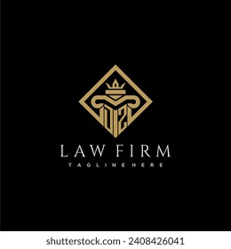 DZ initial monogram logo for lawfirm with pillar in creative square design