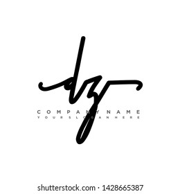 DZ initial signature logo. handwriting logo template vector,