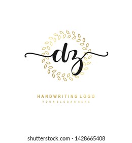 DZ initial signature logo. handwriting logo template vector,